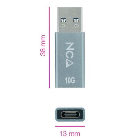 Nanocable Adaptador USB-A 3.1 GEN2 a USB-C, Gris